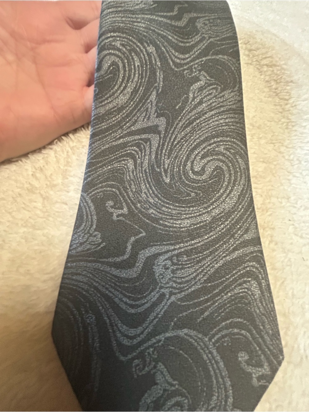 🎁3 for $30 - Gray Swirl Pattern Clip On Tie